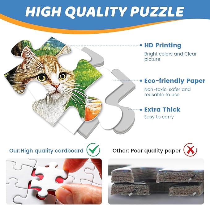 500 Piece Puzzles for Adults, Cat Family Dinner Large Piece Jigsaw Puzzle for Adults Seniors,Recycled Cardboard Puzzle 500 Piece,Family Activity Great Gift for Family Friends 20.5 * 15 in