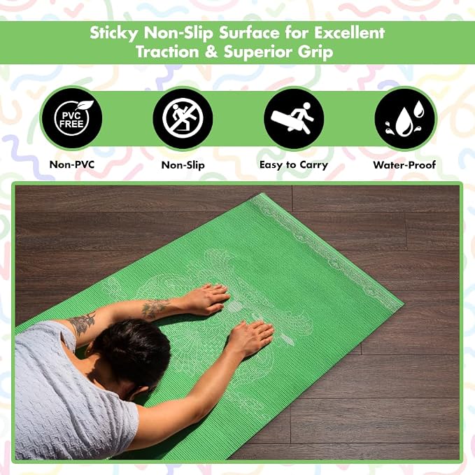 HOME ARCHIVE Premium Yoga Mat 6mm Print Reversible Extra Thick and Large Non Slip Exercise & Fitness Mat for All Types of Yoga Pilates & Floor Workouts (78" x 24" x 6mm Thick)