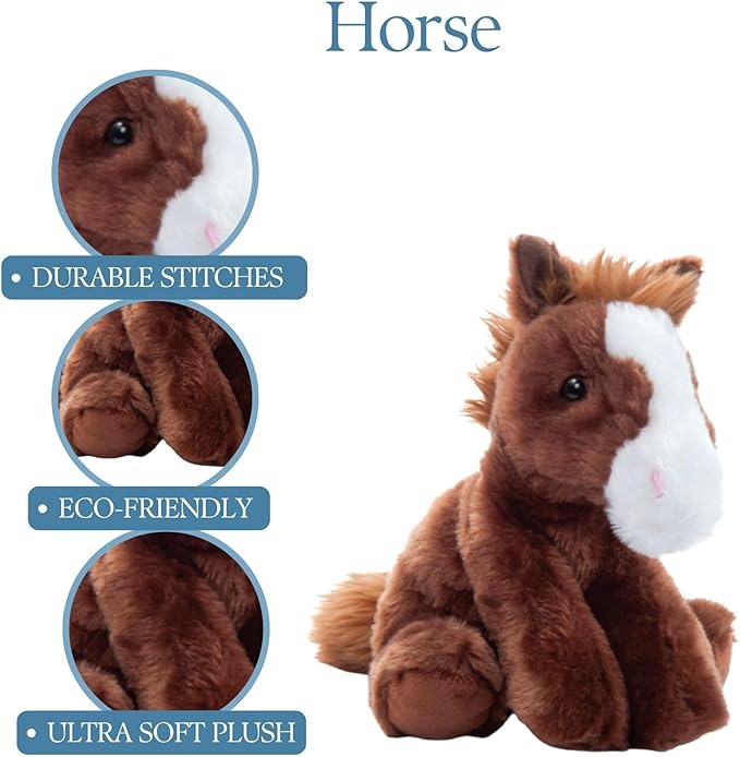 The Petting Zoo Floppy Horse Stuffed Animal Plushie, Gifts for Kids, Wild Onez Wildlife Animals, Horse Plush Toy 8 inches