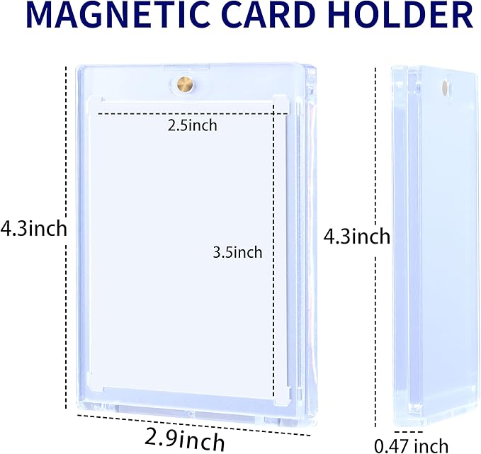 QTYORD 10 Pack 130PT Magnetic Card Holder for Trading Cards, One-Touch Card Case Holder for Baseball Football Sports MTG TCG Collectable Cards (10, 130PT)