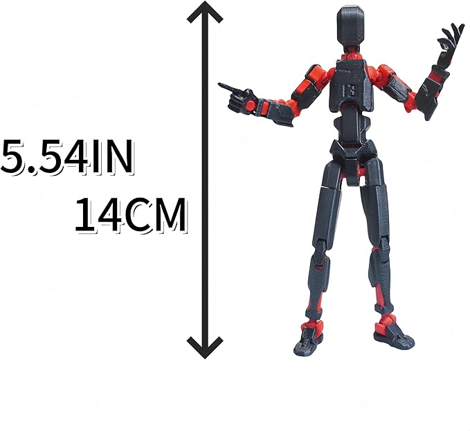 Dummy13 Action Figure Set | Pre-Assembled 3D Printed Titan and Robo Figures | Highly Articulated Robot Toys with Interchangeable Accessories | Perfect for Collectors and Hobbyists (Black red)