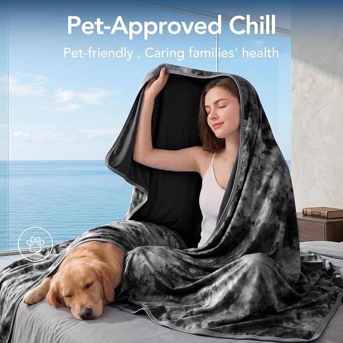Cooling Blanket 90''x90'' for Hot Sleepers, Arc-Chill Q-Max>0.35 Double Sided Cold Blankets for Night Sweats, Cool Soft Lightweight Summer Blanket for Sofa Bed Couch, Gifts for Women Queen | Cold Summer Soft Blanket for Bed Couch and Travel Absorbs Hea...