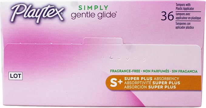 Playtex Gentle Glide Tampons with Triple Layer Protection, Super Plus, Unscented - 36 Count (Pack of 2)