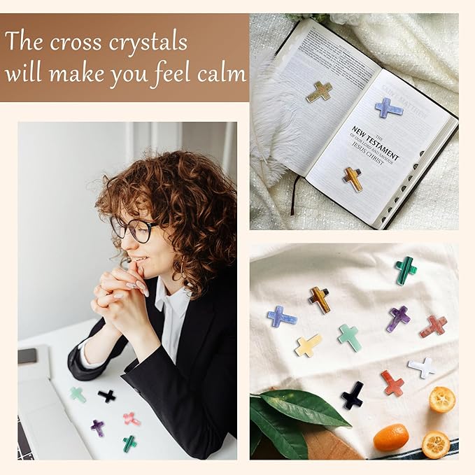 DUQGUHO Pocket Cross Mini Crystal Crosses Bulk 1 Inch Small Cross Shaped Crystals and Healing Stones Crystal Wall Decor Easter Decor 20PCS