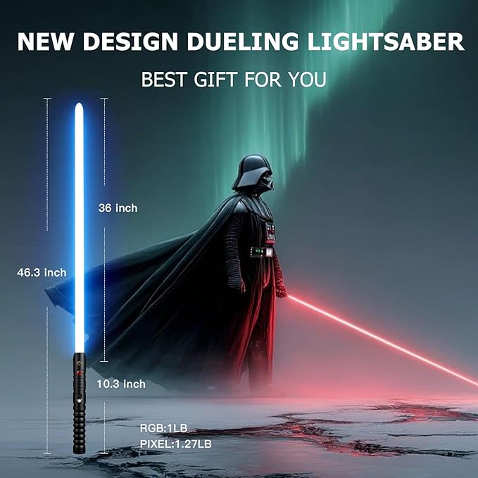 CVCBSER Upgrade App Control Dueling Lightsaber, Motion Control 34 Sets Sound Effects 12 Light Effects and 16 Colors Changeable, Premium Metal Light Saber for Adults Kids