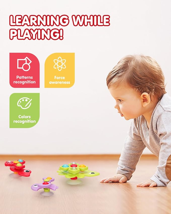 3PCS Dinosaur Suction Cup Toys for 1 Year Old Boys Girls | Sensory Baby Bath Toys for Toddlers 1-3 | Infant Travel & Window Toys | Birthday