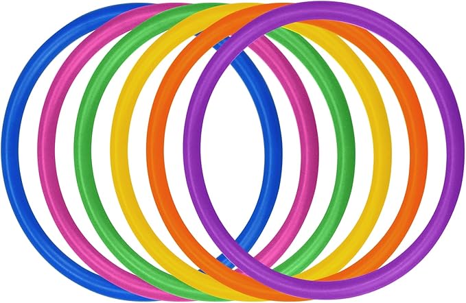 Topbuti 24 Pcs Multicolor Plastic Toss Rings Ring Toss Game Carnival Rings for Speed and Agility Practice Games, Garden Backyard Outdoor Games, Bridal Shower Game, Game Booth （3.1 Inch）