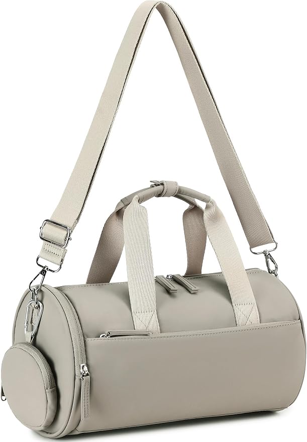 Mini Gym Bag for Women Girls Cute Small Duffle Bag 12'' with Multifunctional Pockets Workout Sport Bags Dance,Fitness,Yoga (Grey-Purple)