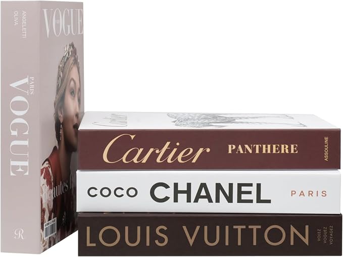 4-7 Pieces Fashion Decorations Book Set. Premium Aesthetic Faux Books for Room Decor. (4) | Refined Modern Look - Not Real, No Pages Inside - Arrives Flat, Tool-Free 2-Min Setup