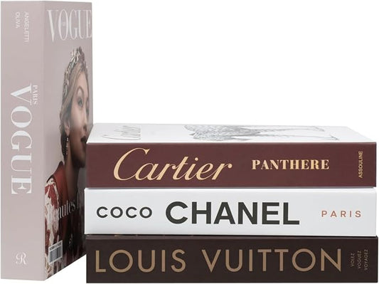 4-7 Pieces Fashion Decorations Book Set. Premium Aesthetic Faux Books for Room Decor. (4) | Refined Modern Look - Not Real, No Pages Inside - Arrives Flat, Tool-Free 2-Min Setup