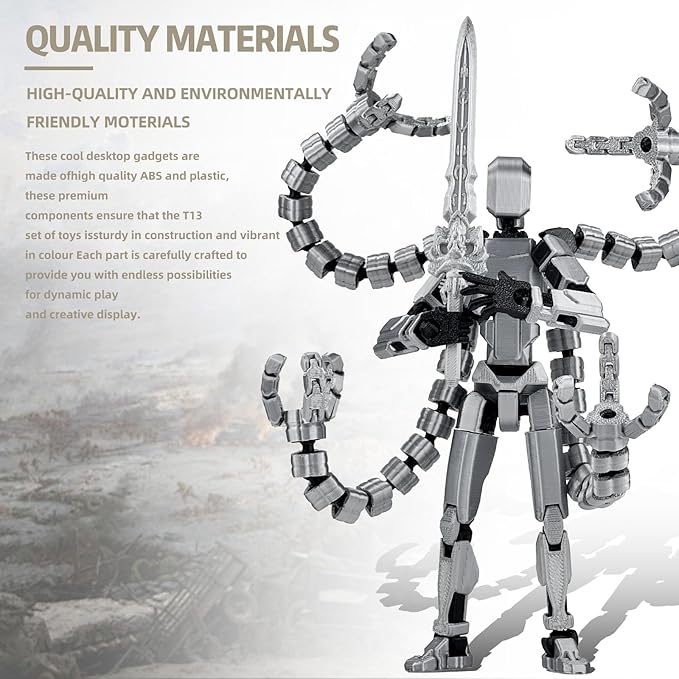 Already Assembled T13 Action Figure Accessories,T13 Multi-Jointed Movable,for Collectors Desktop Decorations t-13 Movability 3D Printed Toys (Blue, 5.5 Inch)