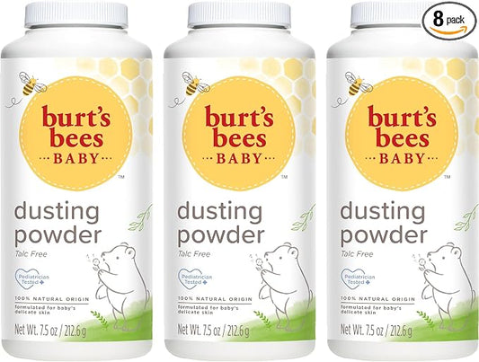 Burt's Bees Baby Dusting Powder, 100% Natural Origin, Talc-Free, Pediatrician Tested, 7.5 Ounces, Pack of 24, Pack May Vary