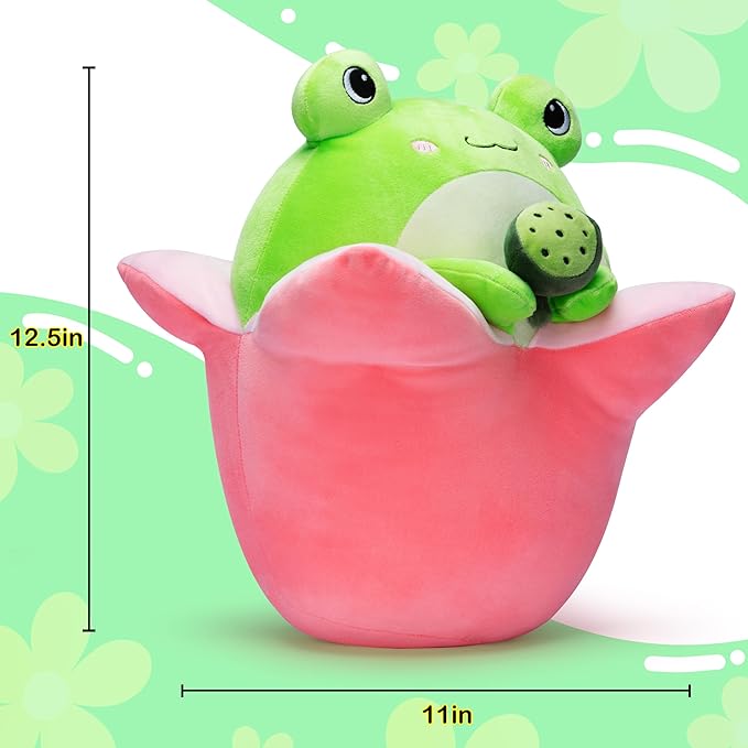 Original 12.5-inch Large Frog Plush Pillow Stuffed Animal Toy,Big Size Cute Soft Toys Fat Kawaii Hugging Pillows Cuddle Plushie,Gift for Kids