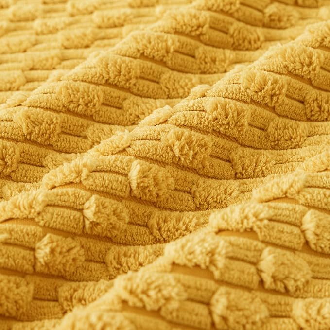 Kevin Textile Soft Corduroy 14"x24" Pillow Cover 1 Pack, Mustard Yellow | Boho Stripe Plush Corduroy Decorative Oblong Cushion Cover Modern Farmhouse Home Decor for Sofa Couch Bed Chair