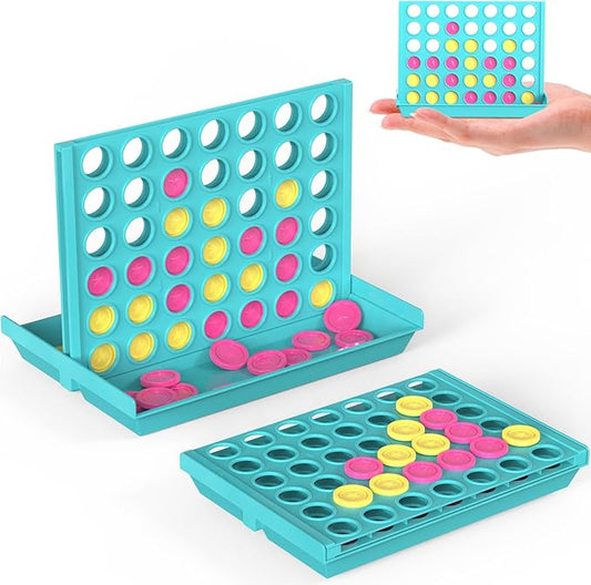 Pup Go Mini Pocket Sized 4 in a Row Board Game for Kids Ages 3+, Perfect Travel Sized Classic Games for Planes and Cars, Fun and Engaging Match Four Game for Children Ages 3 to 8 Years Old (Green)