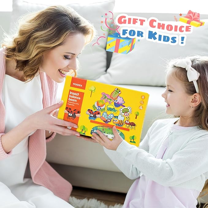 Vileafy Montessori Wooden Insect Toys for Kids Ages 3-5 – Bug Learning Blocks for Storytelling, Pretend Play & STEM Stacking – Educational Toy & Quiet Activities for Boys and Girls