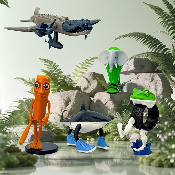 8Pcs Italian Brainrot Action Figures,Tralalero Travala Toy Set Tralalero Travala,Tung Tung Tung Sahur, Brr Brr Patapim - Brainrot fidget Toys,Decorations Gifts for Office Room Figurine Decor (8PCS-F)