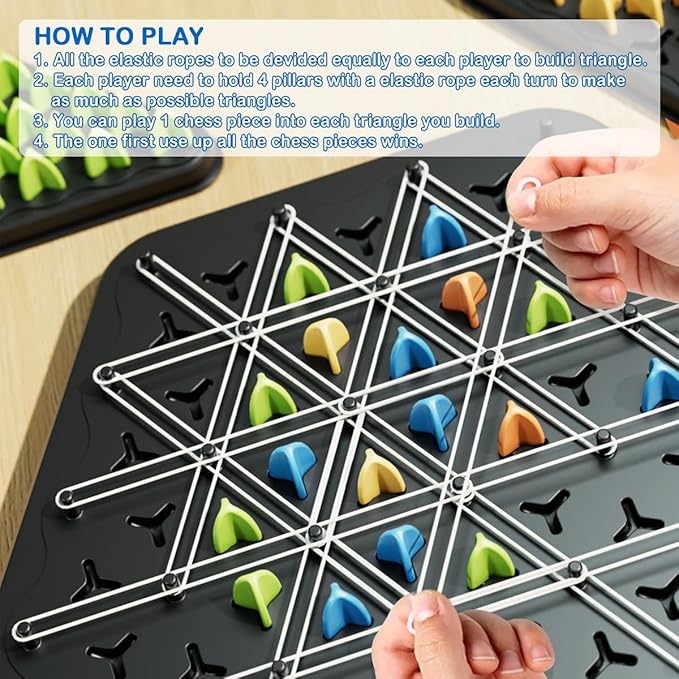 Chain Triangle Chess Game, Geometric Chess Game, Board Games for Family Night, Family Games for Kids and Adults, 2 to 4 Players