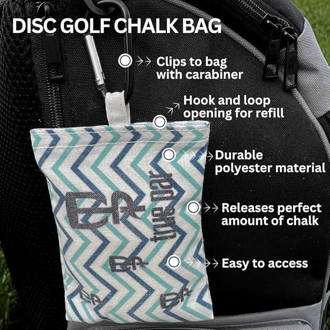 Disc Golf Chalk Bag Bundle | 2 Extra Chalk Balls Included | Refillable Grip Enhancer Hand Chalk | Disc Golf Accessories Grip Bag with Carabiner | Disc Golf Gifts
