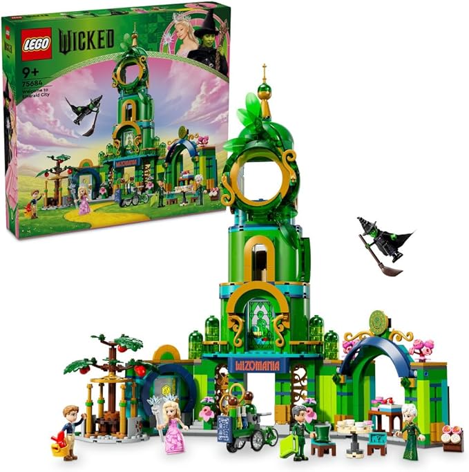 LEGO Wicked Welcome to Emerald City, Collectible Game for Girls and Children from 9 Years with Tower Toy to Build and 5 Movie Characters including Glinda and Elphaba, Gift Idea 75684