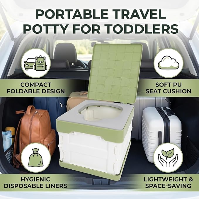 RiToEasysports Folding Travel Potty,Portable Car Potty for Toddler with Disposable Bags, Collapsible Toilet Seat for Outdoor Camping Road Trips
