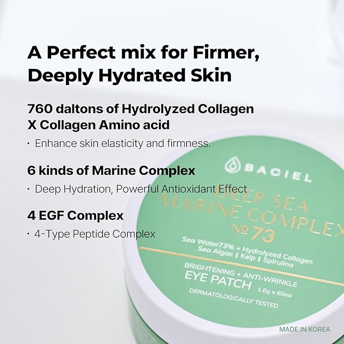 BACIEL - Marine Collagen Under Eye Hydrogel mask for Dark circles, Wrinkle and Puffiness (puffy eyes) | Korean Skincare