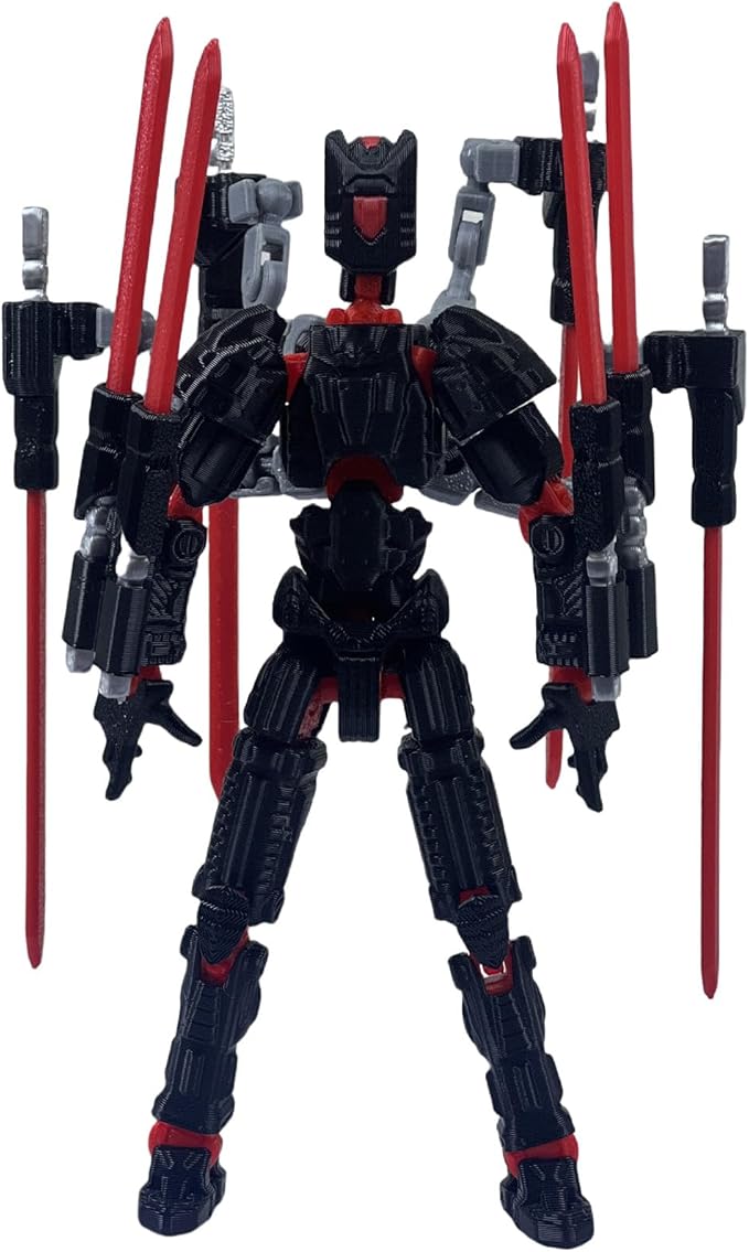 Assembly Completed T13 Action Figure,3D Printed Multi-Jointed Movable, Nova 13 Action Figures Desktop Decorations for Game Lovers Toy (Black Red)