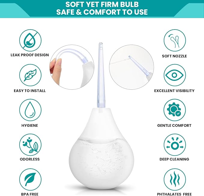 8Pcs Silicone Enema Bulb Kit Enema Nozzle Tip Attachment Enema Anales Douche Vaginal Female Wash Flusher, Clear Enema Applicator Squeeze Pump Bottle Ball Rectal Pear Syringe Colon Cleansing Men Women