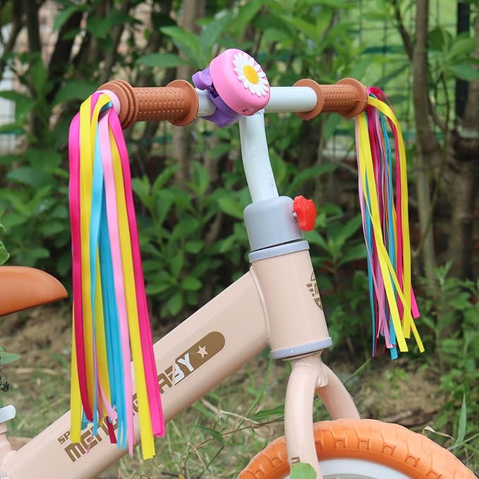PLATT Kid's Bicycle Handlebar Streamers Colorful Ribbons Tassel for Girls Boys Bicycle Handlebar Scooter Handgrip (Yellow 1Pair)
