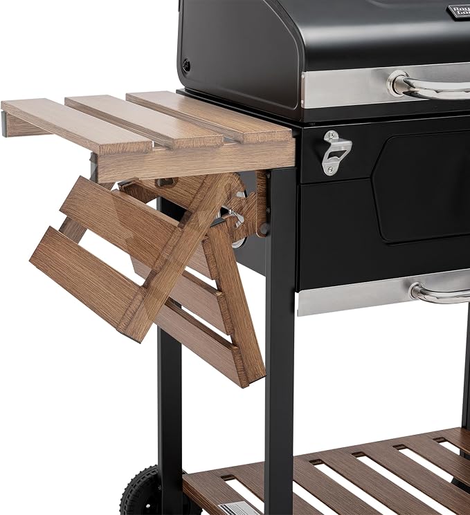 Royal Gourmet CD1824M 24-Inch Charcoal Grill, BBQ Smoker with Handle and Folding Table, Perfect for Outdoor Patio, Garden and Backyard Grilling, Black, Medium | BBQ Smoker Perfect for Outdoor Patio, Garden and Backyard Grilling, Black, Medium