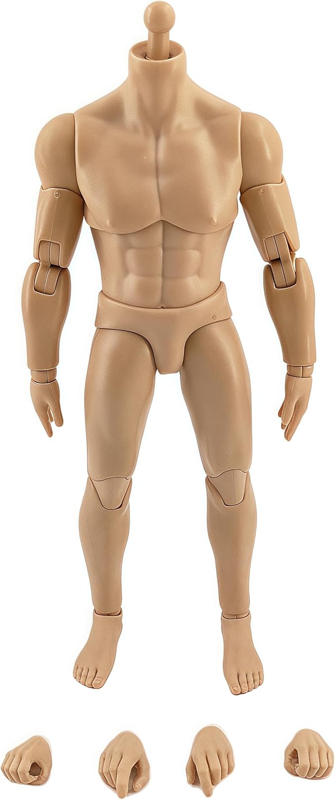 1:12 Male Action Figure Body – 6 Inch Highly Articulated Muscle Figure Base for Custom Military Models, Kitbashing, and Display Builds (2-Part Waist)