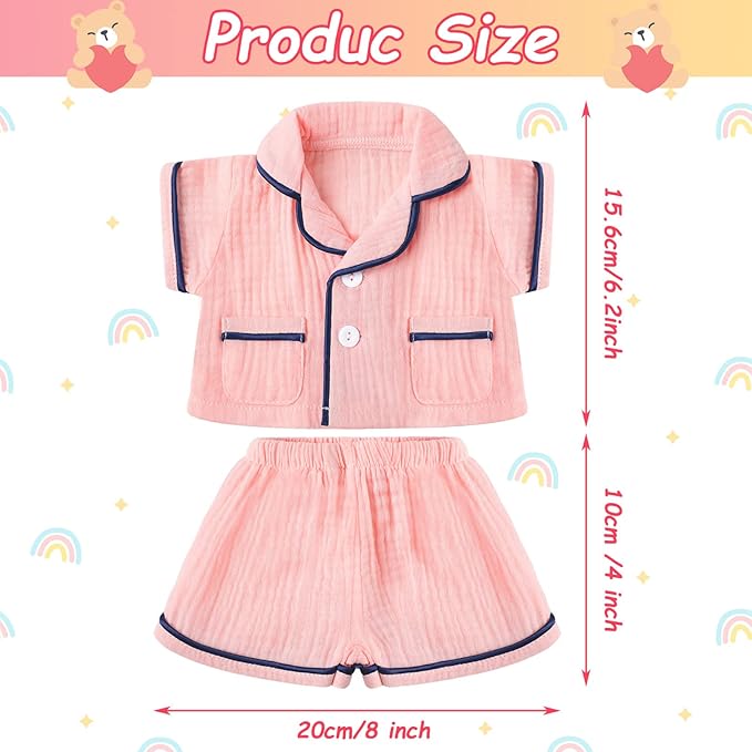 Hungdao Bear Clothes Pajamas Make Your Own Animals Outfits Fits Most 14 Inches Bear Accessories(Pink)