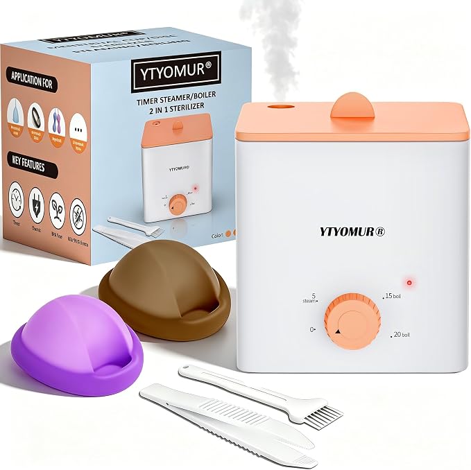 Menstrual Disc with Sterilizer- Menstrual Cup Sterilizer Steamer with 2 Soft & Reusable Period Disc, Menstrual Cups Period Cup Kit