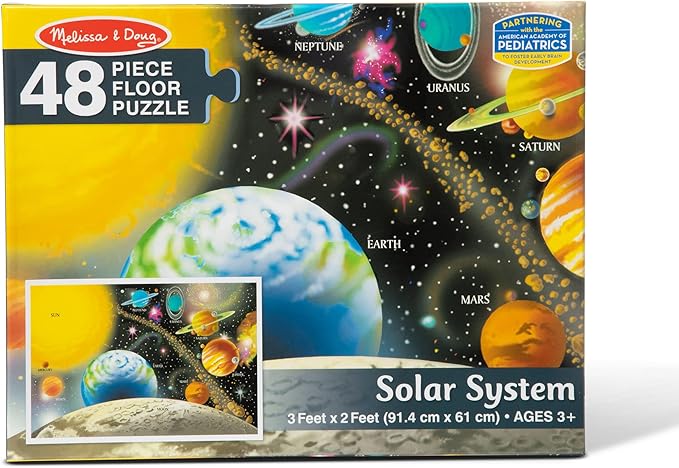 Melissa & Doug Solar System Floor Puzzle, 48 pc Jumbo Jigsaw Puzzle, Educational Screen Free Activity for Toddler, Preschoolers and Kids Ages 3+ (2 x 3 Feet) - FSC Certified