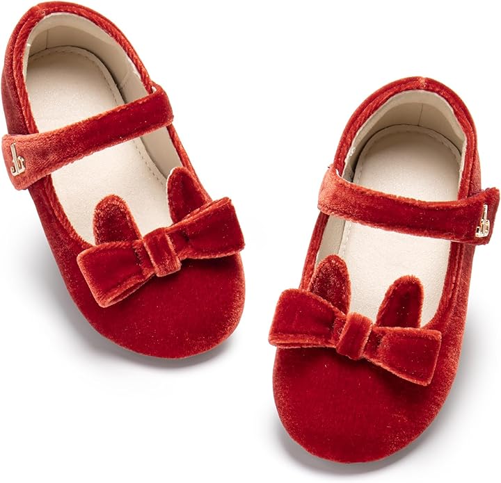 THEE BRON Mary Jane Ballet Flats - Girls' Dress Shoes with Hook & Loop Closure