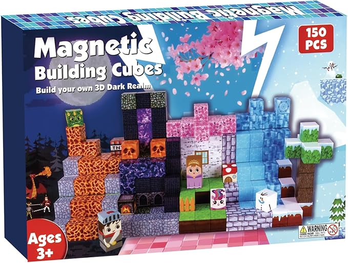 Magnetic Blocks - 150PCS Magnetic Building Blocks Cubes Adventurer, Magnets Toys for Kids Age Age 3 4 5 6 7 8 9 10 12, Sensory Stacking Construction Toy Christmas Birthday Gifts for Kids Boys Girls