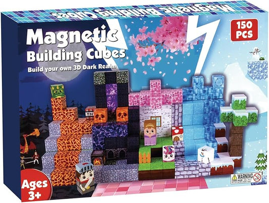 Magnetic Blocks - 150PCS Magnetic Building Blocks Cubes Adventurer, Magnets Toys for Kids Age Age 3 4 5 6 7 8 9 10 12, Sensory Stacking Construction Toy Christmas Birthday Gifts for Kids Boys Girls
