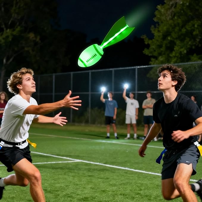 Glow in The Dark Football – Light Up Foam Football for Boys Ages 3+, Outdoor Sports Toy for Camping, Beach Games, Birthday Gift