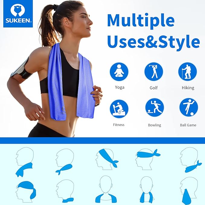 Sukeen Cooling Towel for Neck and Face (40"x12"), Microfiber Bulk Cooling Towels for Athletes Cooling Neck Wraps Instant Cooling Towels for Yoga,Gym,Golf,Running,Fitness and Workout