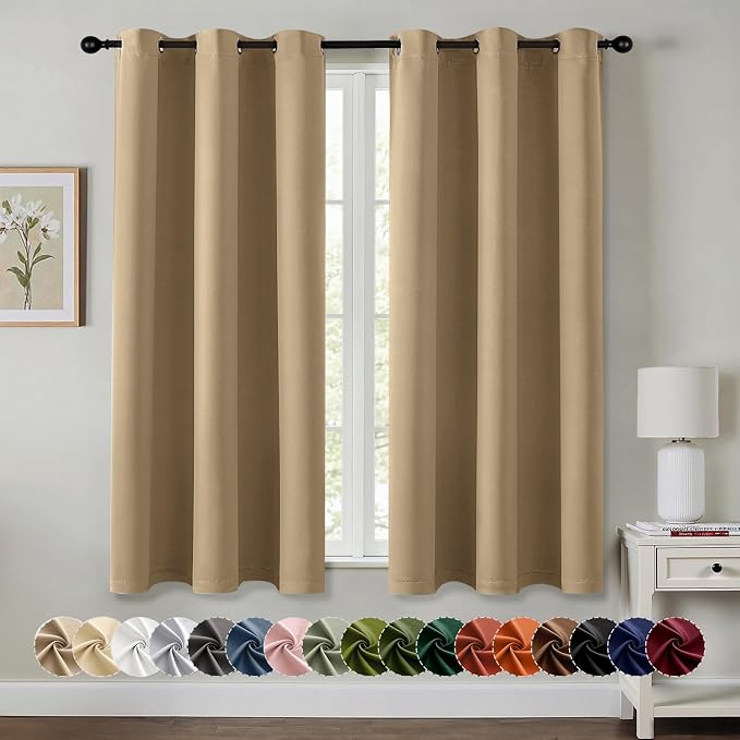 MIULEE Blackout Curtains for Bedroom 2 Panels 40 x 54 Inch Long Taupe Brown | Thermal Insulated, Living Room Darkening Grommet Drapes, Noise Reducing, Light Blocking Window Treatments