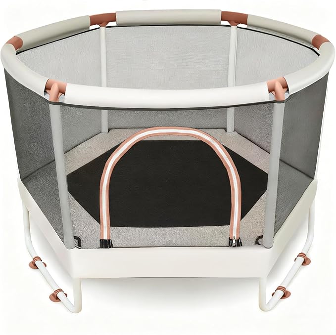 LUSK 60'' Kids Trampoline, Indoor Toddler Trampoline with Safety Net, 500lb Capacity, Safe No-Gap Design & Kid-Friendly Materials, Gifts for Boys & Girls