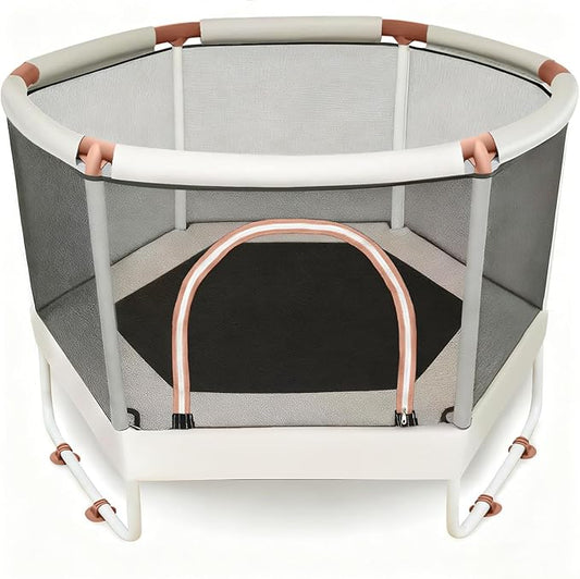 LUSK 60'' Kids Trampoline, Indoor Toddler Trampoline with Safety Net, 500lb Capacity, Safe No-Gap Design & Kid-Friendly Materials, Gifts for Boys & Girls