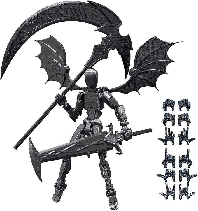 T13 Action Figures Set (Assembly Completed) Lucky 13 Action Figure,3D Printed Robot 13 Action Figure, Dummy 13 Set, for Collectors Desktop Decorations, Black