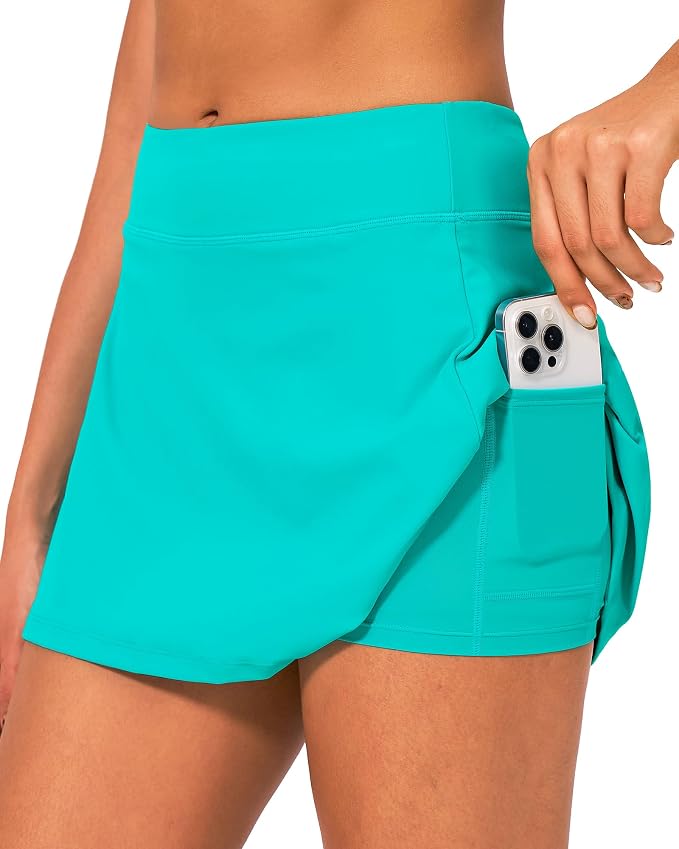 Stelle Women Tennis Skirt High Waisted Athletic Golf Skorts with Pockets | Tummy Control, Built-In Shorts, Deep Pockets, Pleated, Breathable, Lightweight, Tennis, Golf, Pickleball, Running, Workout