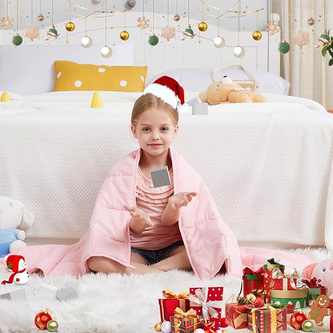 Weighted Blanket - 7 lbs Pink Heavy Blanket - Small Size Breathable Lap Blanket(41"x60", 7 lbs)