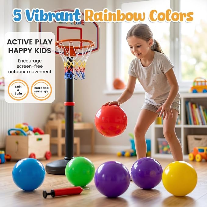 AMOR PRESENT 6PCS Playground Balls, 8.5 Inches Inflatable Rubber Kickball Dodgeballs for Kids and Toddlers, Inflatable Balls for Indoor and Outdoor Games, Goodie Bags Stuffers, Dog Toys