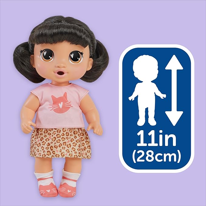 Baby Alive Super BFF Katie Kat Black Hair Dress Up Baby Doll Playset, 11 Inches, Toys for 3 Year Old Girls & Boys & Up (Amazon Exclusive)