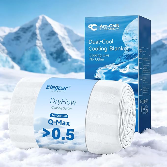 Elegear Cooling Blanket Twin for Hot Sleepers, One-Way Moisture Flow | Arc-Chill® 3.0 Q-Max>0.5 Cooling Fabric with One-way Moisture Flow Helps Keep Skin Cool & Dry & Breathable, No Sticky Feeling