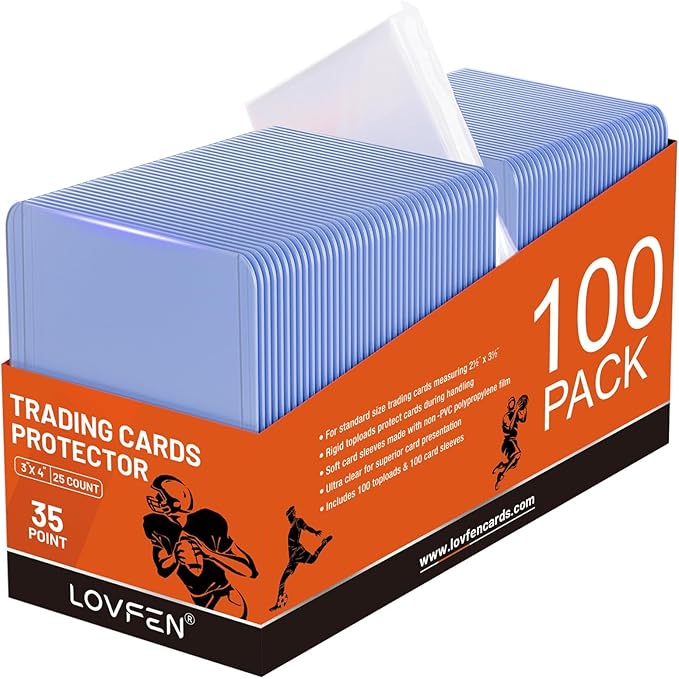 100 Toploads for Cards & 100 Penny Sleeves 35PT Hard Plastic Card Holders 3x4 Baseball Card Protectors for TCG Sports Football Collectible Cards