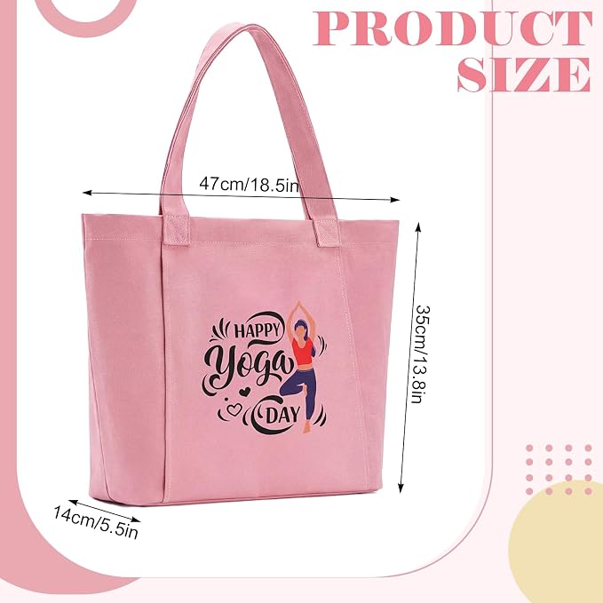 2 Pack Yoga Mat Bags Tote Canvas Gym Tote Bags Gift for Women Pilates Mat Carrier Carryall Shoulder Bag for Office, Workout, Pilates, Travel, Beach and Gym Gift for Yoga Lover Mothers Day